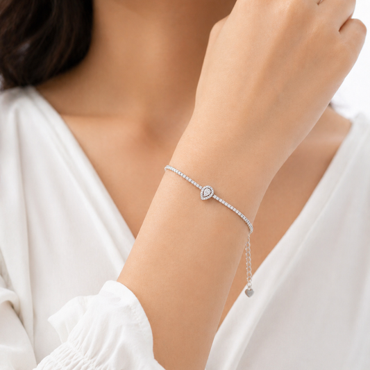 Celeste Teardrop Tennis Bracelet (925 Silver)